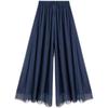 Chiffon Hose mit weitem Bein für Damen Sommer Temperament Übergröße Seidensatin Chiffon gefüttert Weitbein Rockhose