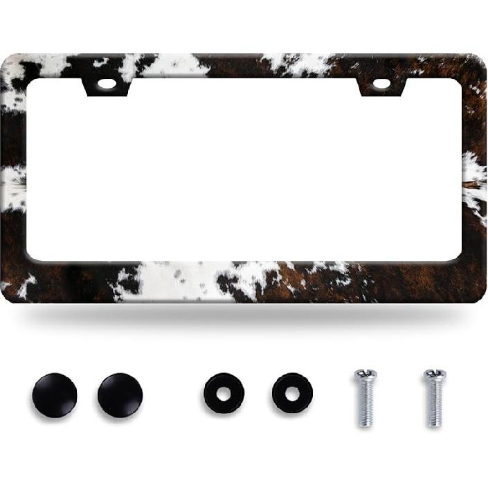 Black White Hummingbird License Plate Frame Leaves Floral Flowers License Plate Frames Funny Auto Accessory Stainless Steel Birds License Plate