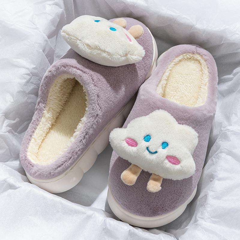 Bow cotton slippers winter 2025 new indoor home thick bottom non-slip piled warm plush slippers