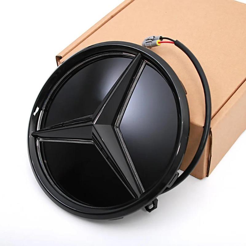 Emblema Stella Illuminato Nero Lucido Logo Griglia Anteriore LED Bianco Per Mercedes Benz Classe E W213 16-20 E250 E300 E350