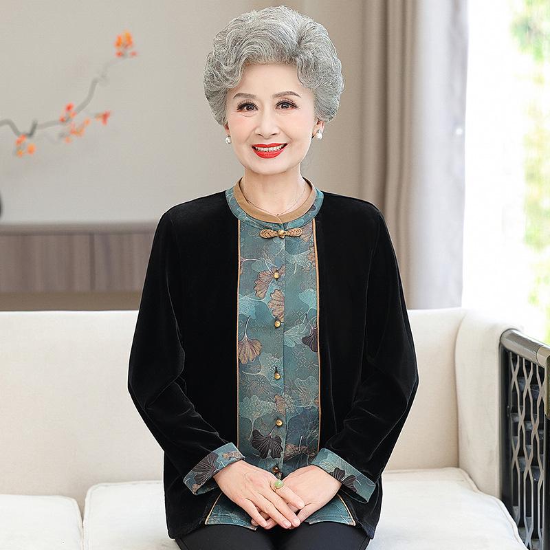 

Golden Velvet Tang Suit Top for Mature Women L (recommended under 100 jin)