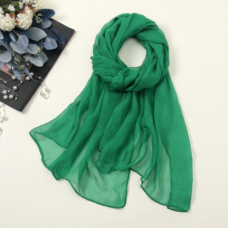 New solid color silk scarf women, oversized chiffon beach scarf fashion bikini swimsuit wrap scarf shawl