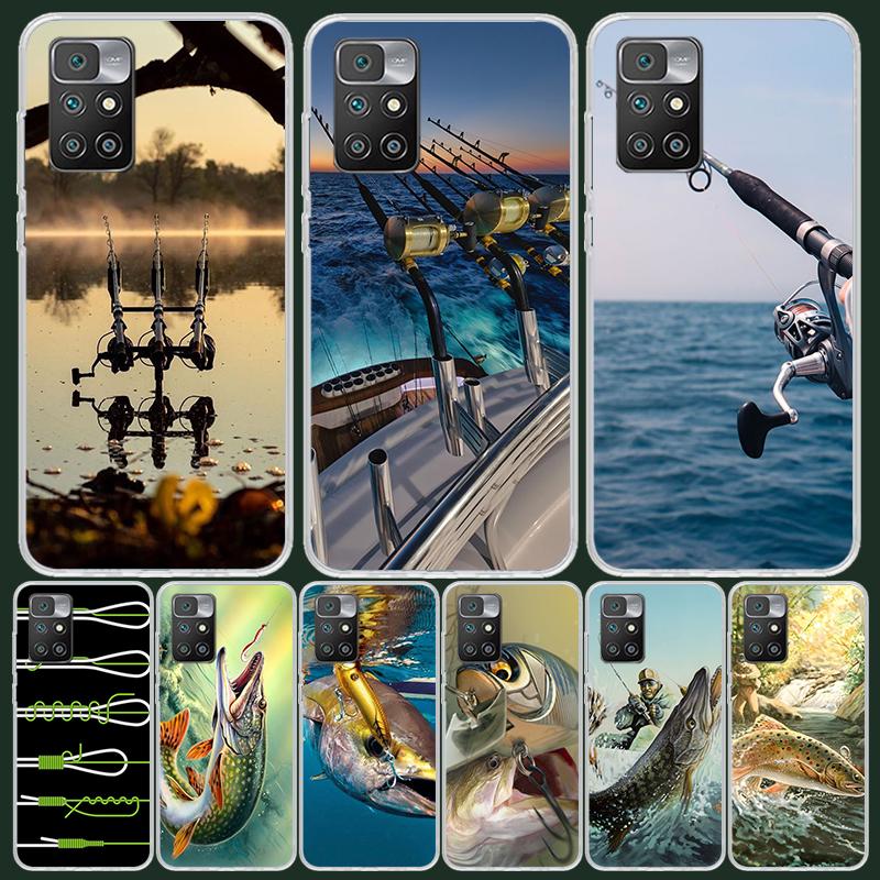 Carp Fish Fishing Rod Hook Phone Case For Xiaomi 14C 13C 12C 13 12 10 10A 10C 9 9A 9C 9T 8 8A 7 7A 6 6A K70 Pro K60 K40 K20 14C