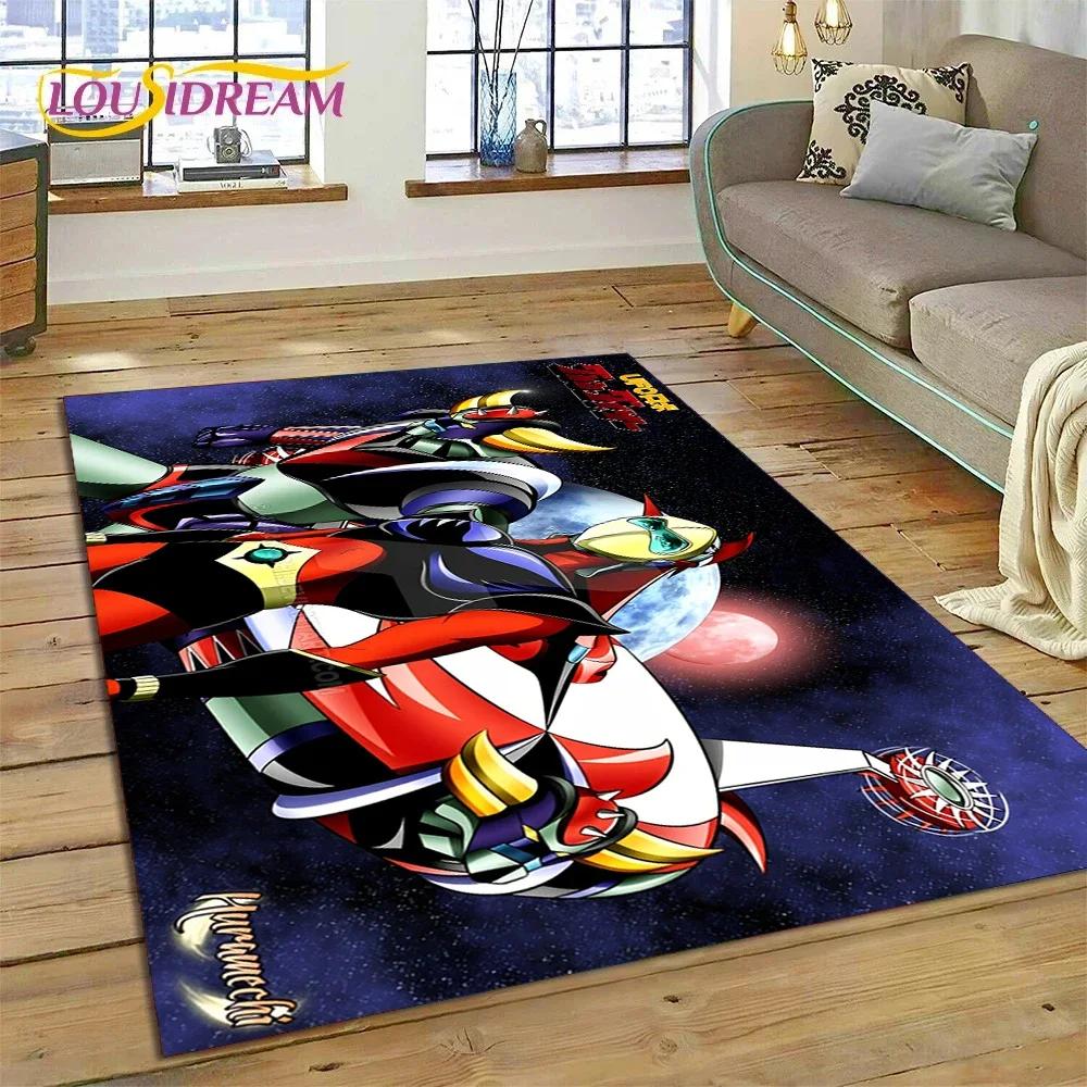 Tappeto Moquette 3D Cartone Animato UFO Robot Grendizer Anime per Camera da Letto Soggiorno Decorazione Casa Divano, Tappetino da Gioco Grande Decorativo per Bambini