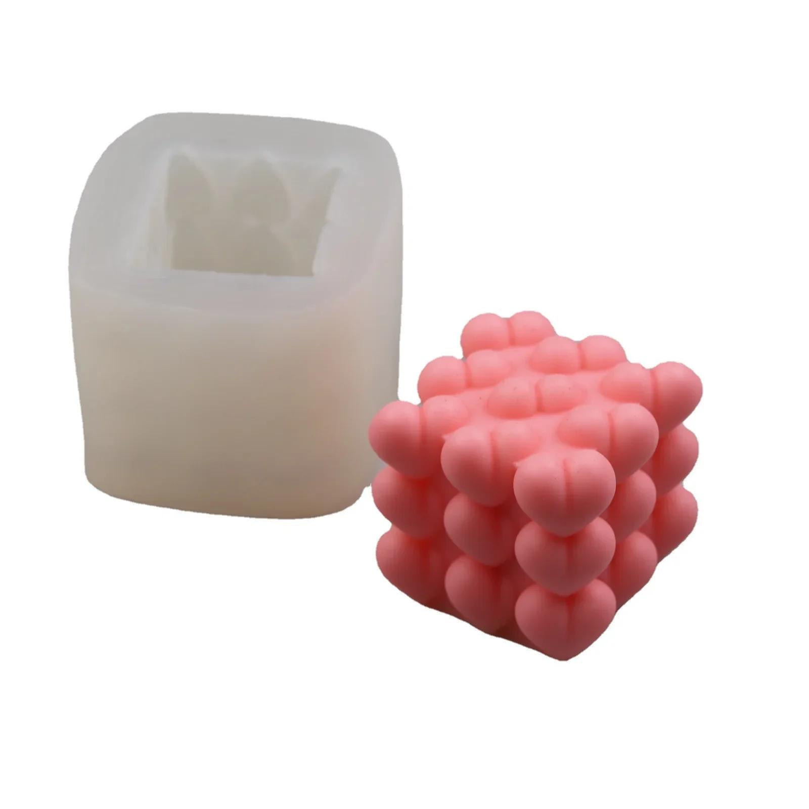 

Handmade Creative Love Shape Magic Ball Silicone Candle Mold DIY Heart Pyramid Honeycomb Candle Making Chocolate Soap Resin Mold белый