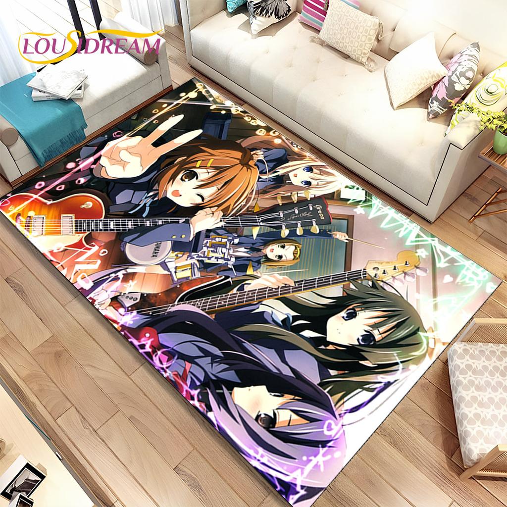 K-ON Kreskówka Urocza Lolita Kawaii Dziewczyny Dywanik Obszarowy, Dywanik Dywanowy do Salonu Sypialni Sofa Wycieraczka Dekoracja, Antypoślizgowa Mata Podłogowa 3D