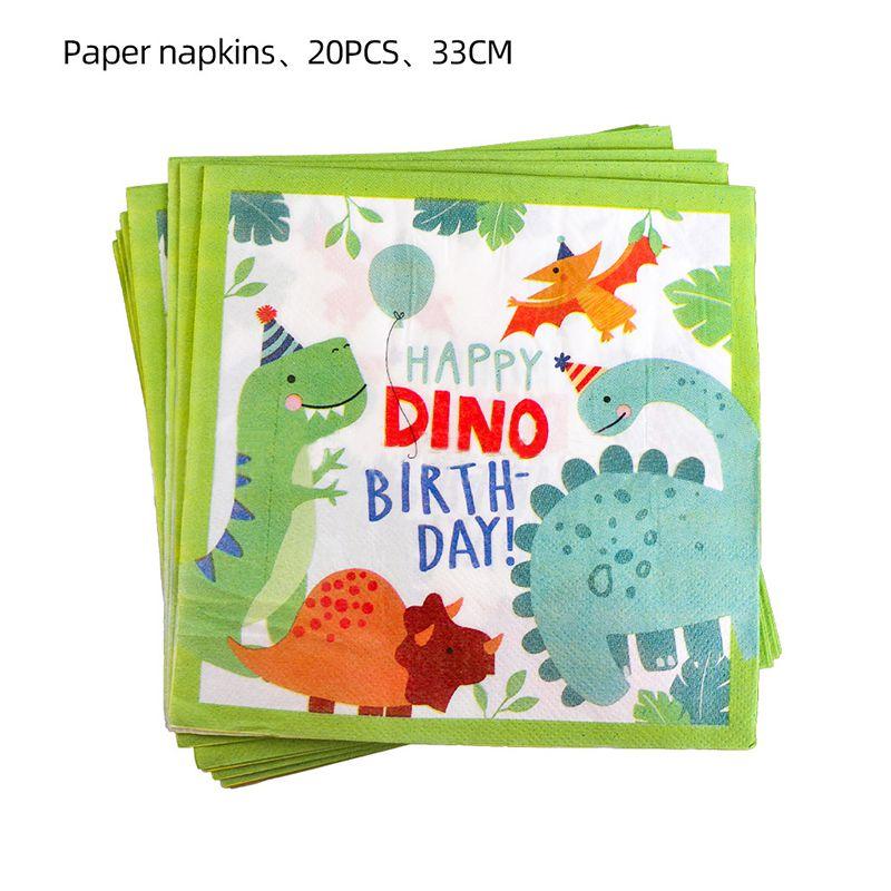 Dinosaur Cartoon Party Birthday Supplies Tableware Plates Cups Banner Tablecloth