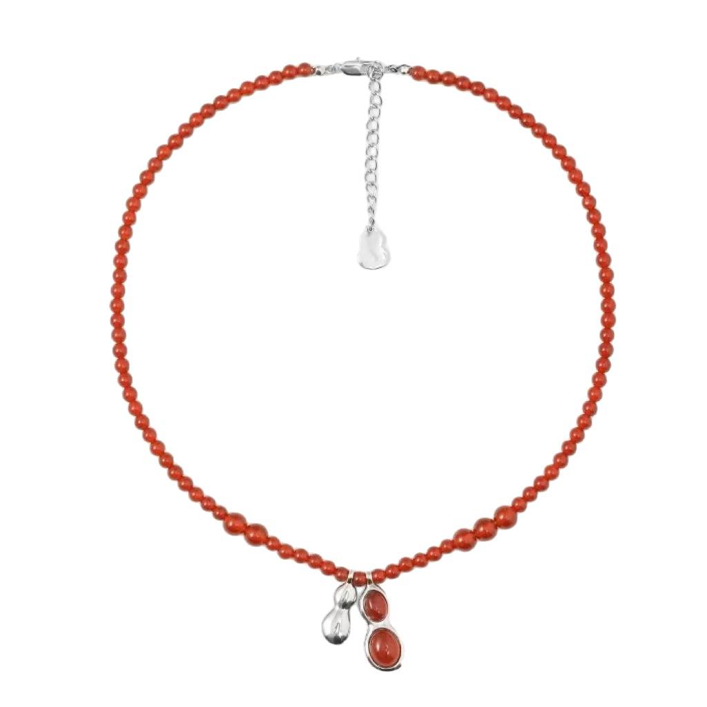 Retro Beaded Peanut Pendant Necklace - Simple, Stylish, Versatile Sweater Chain