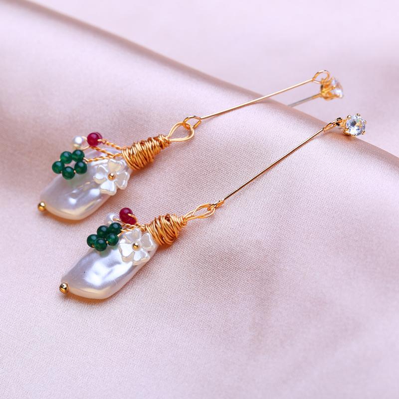 KNIKOO Flower Earrings For Women Fashion Pearl Earrings Jewerly For Wedding Bride Party Earrings Gifts