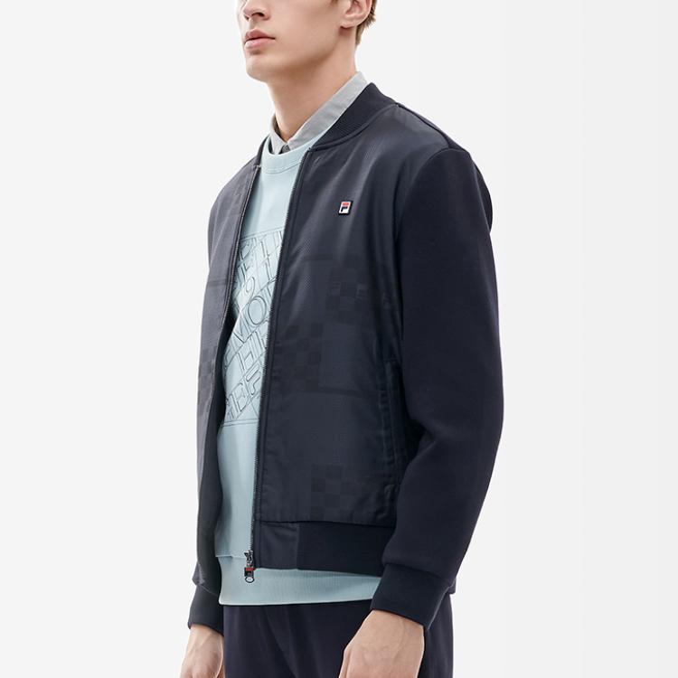 FILA Sports Logo Casual Knitted Jacket Men jackets Legendary-Blue F11M211508F-NV