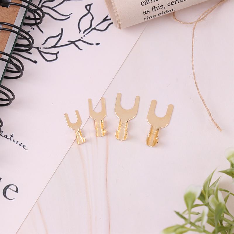 100Pcs/Pack 3.2/4.2/5.2/6.2Mm U-Shaped Brass Cable Grounding Lug Connector