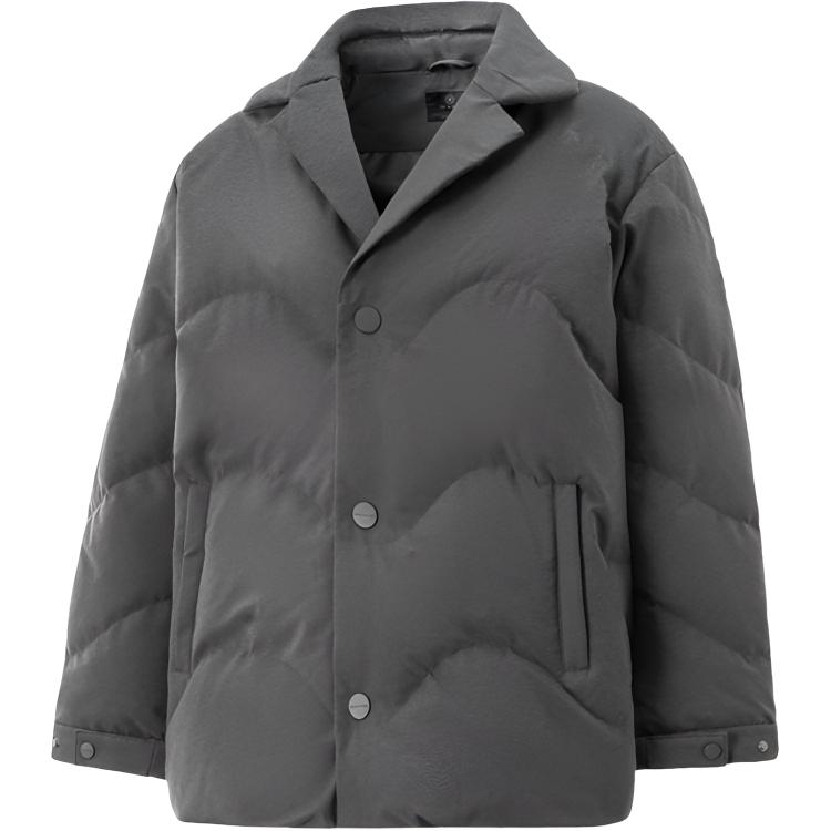 Li Ning Down Jackets Men s Road Gray Lapel Moderate AYMU437-2 L