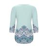 Women's Fashionable Casual Pleated Round Neck Casual Floral Print Seven Quarter Sleeved T-shirt Top