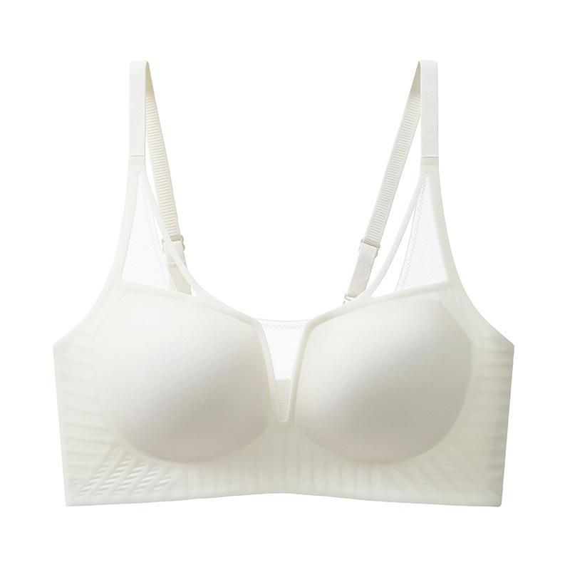 Deep V-shaped Mesh Bra Women's Thin Seamless Underwear Breathable Bra Sexy Bra Push Up Bra