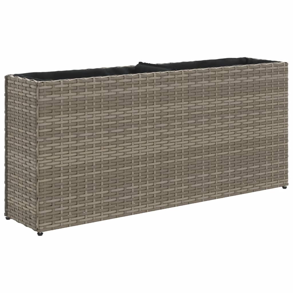 Vidaxl Garden Planter With 2 Inserts, Grey, 90X20X40 Cm, Pe Rattan