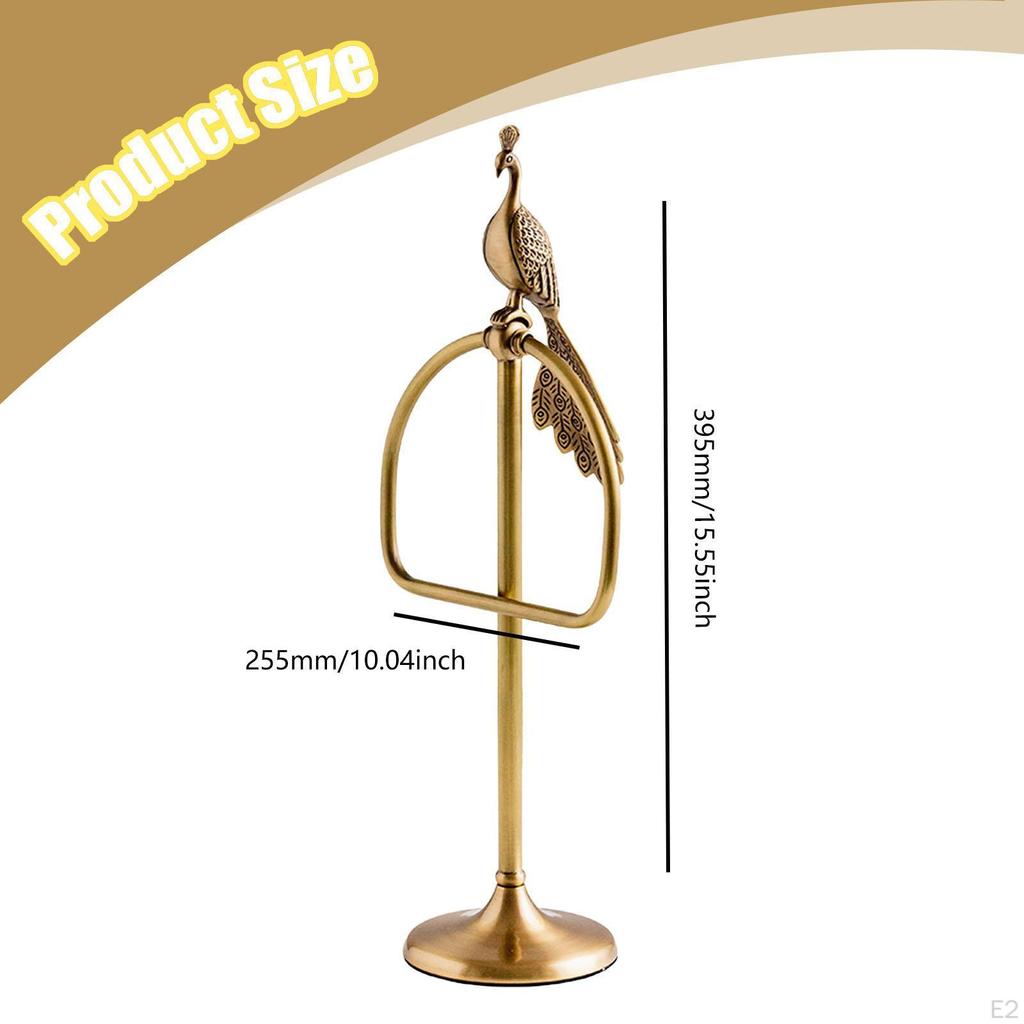 Towel Bar Stand Peacock Sculpture Retro, Metal, Decorative, Elegant Free Standing Brass for