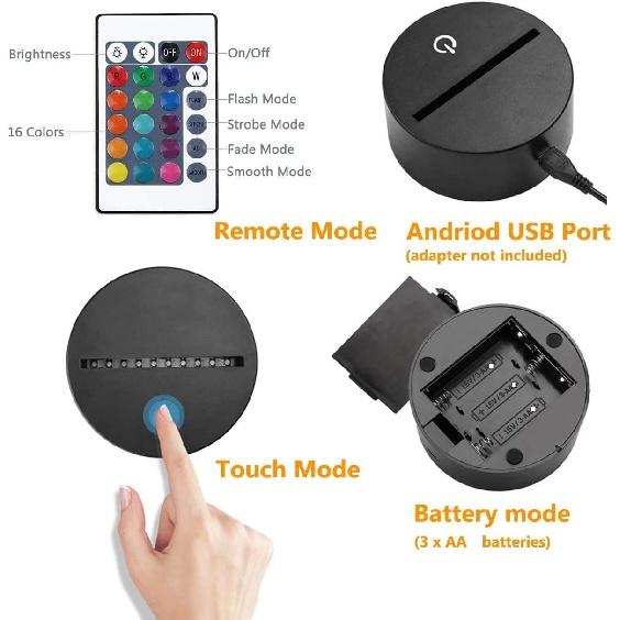 Creative 3D Brain Night Light 16 Colors Changing USB Power Remote Control Touch Switch Decor Lamp Optical Illusion Lamp LED Table Desk Lamp