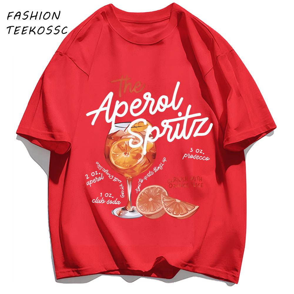 Orange Slice Red Wine Goblet Print TShirts Men Colour ONeck T Shirt Cotton Oversized Top Unisex AllMatch Casual Streetwear