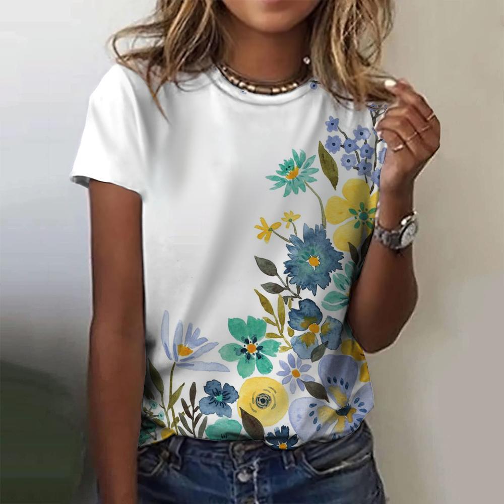 Summer Floral Wheat 3D Print T-shirts Women Streetwear Casual Fashion Y2k Short Sleeve T Shirt O-neck Tees Tops Clothing