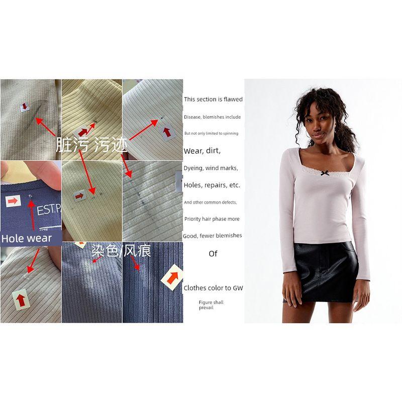

Foreign Trade Original Order PAC * Sun EST. Pac1980 Niche Lace Edge Sweet Slim fit T-shirt Long sleeve Bottoming Shirt