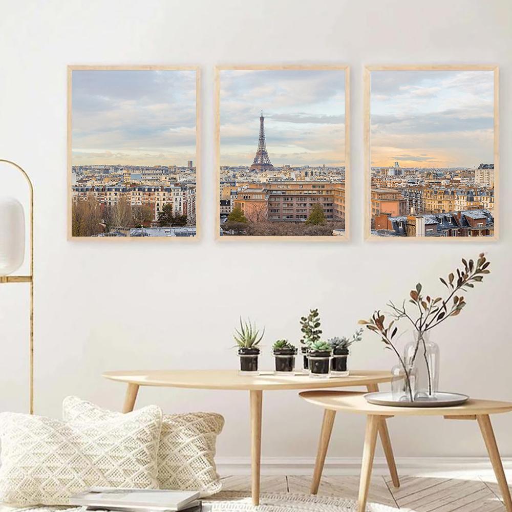 Paris Panorama Landscape Canvas Painting Eiffel Tower Posters and Prints Modern Wall Art Picture for Living Room Home Decor