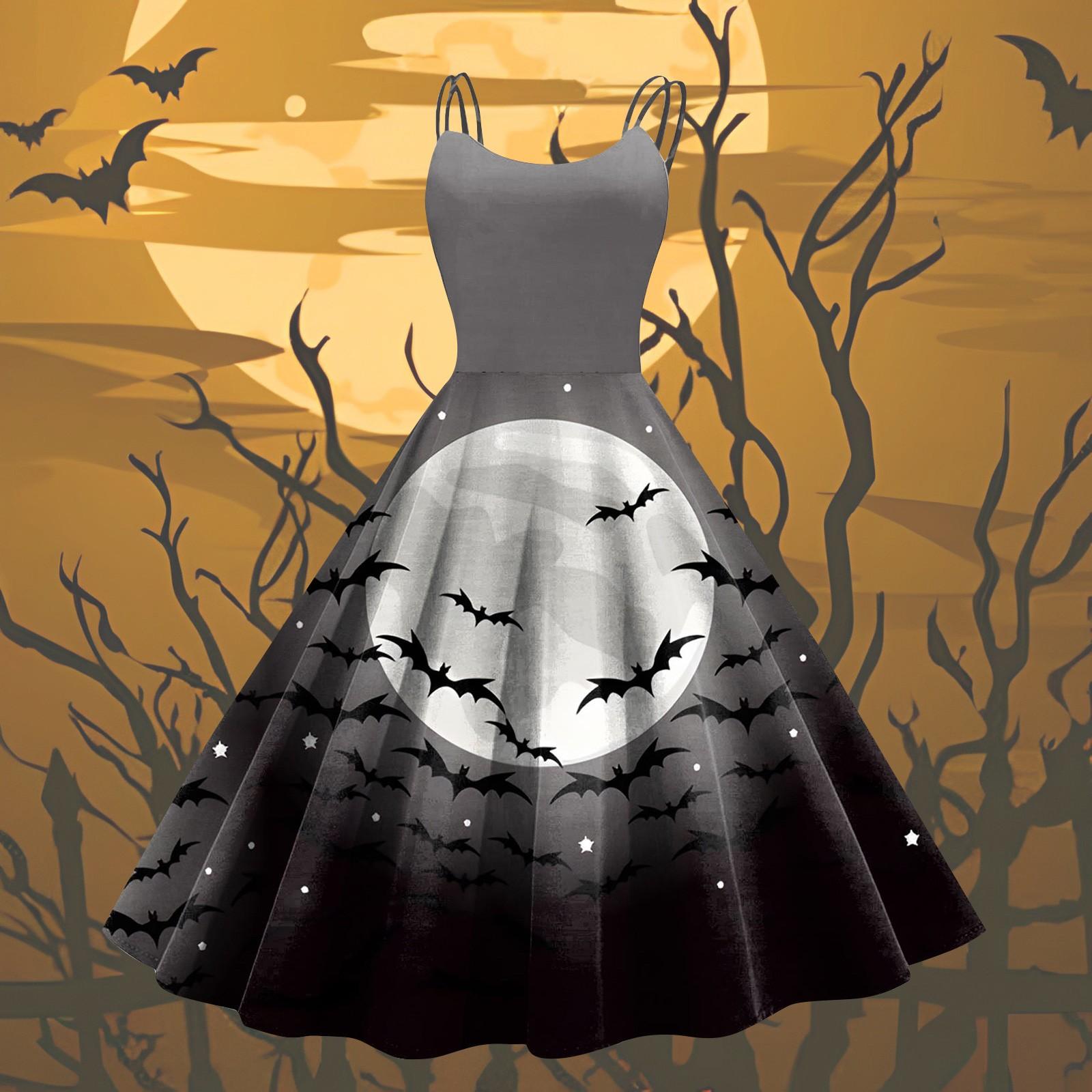 

Женское модное сексуальное коктейльное платье без бретелек с принтом на Хэллоуин в стиле панк, винтажное платье. M