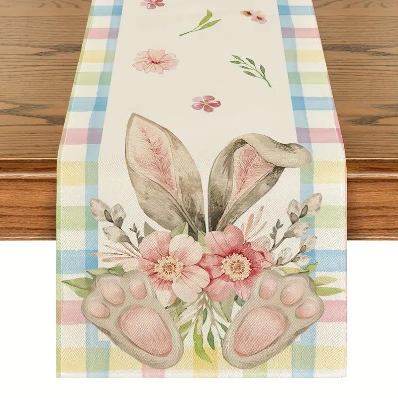 Easter Tablecloth Rectangular Shape Printed Tablecloth Linen Tablecloth Linen Easter Table Runner For Easter Celebration Party