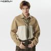 INCERUN Menn Lapel Collar Langermet Fleece Crop Topper Kåper