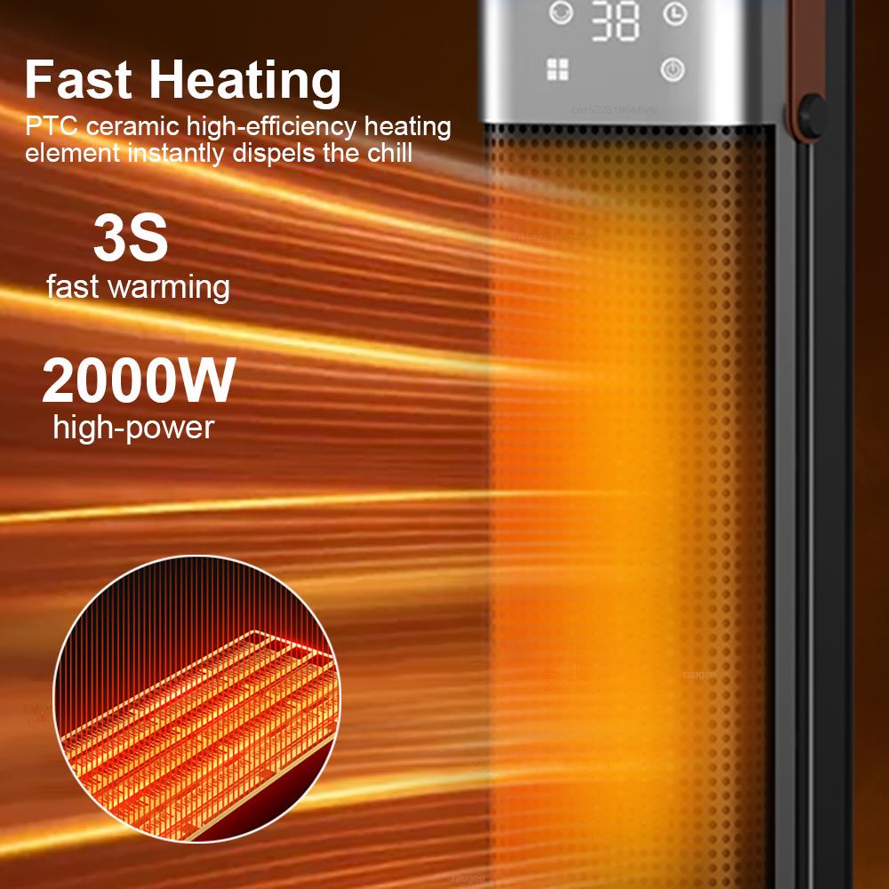 2000W Electric Heater Heating Fans Portable Electric Space Heater PTC Fan Heater Household Hot Air Blower with Remote Control