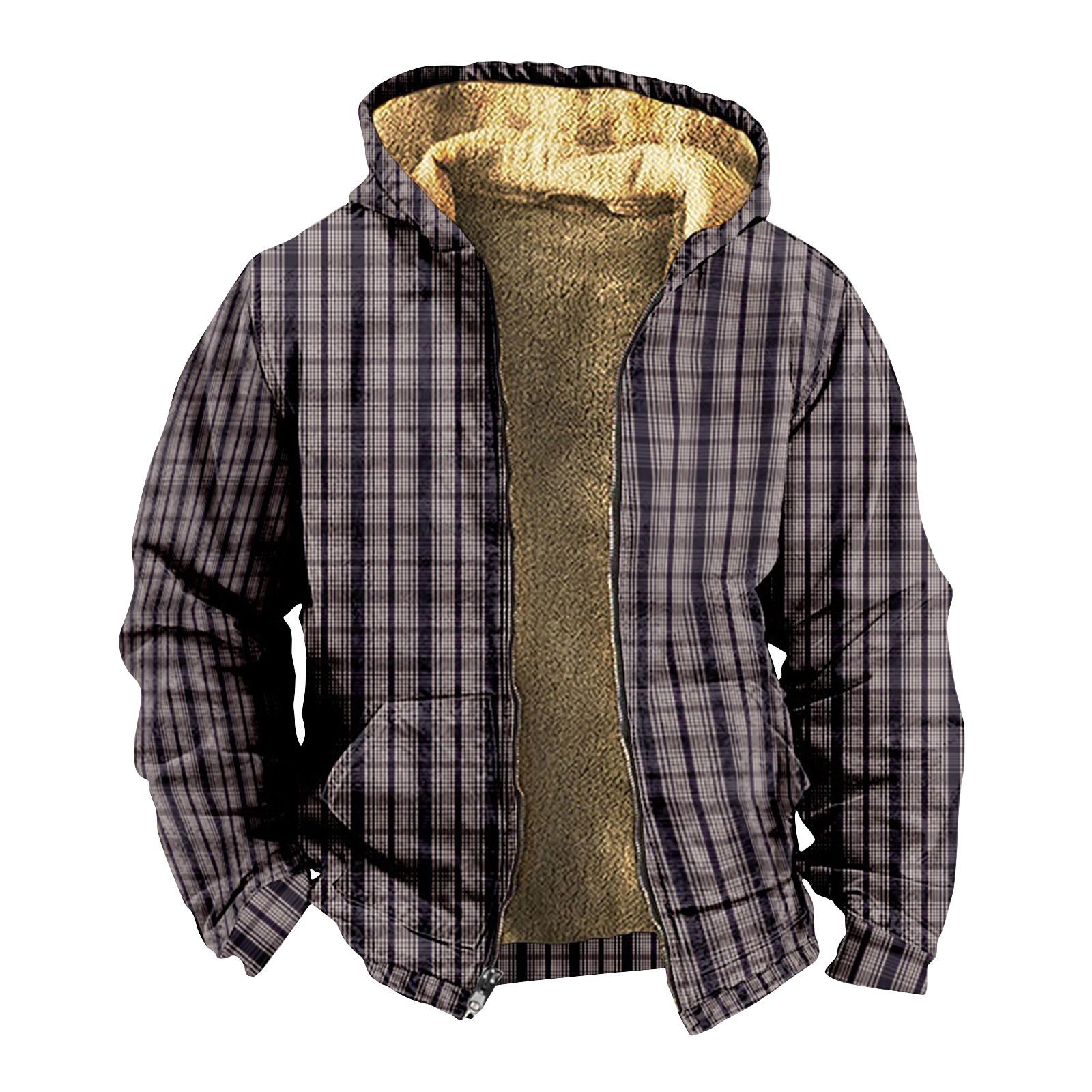 

Мужская клетчатая куртка с принтом, мужская весенняя и повседневная модная куртка с капюшоном на молнии L