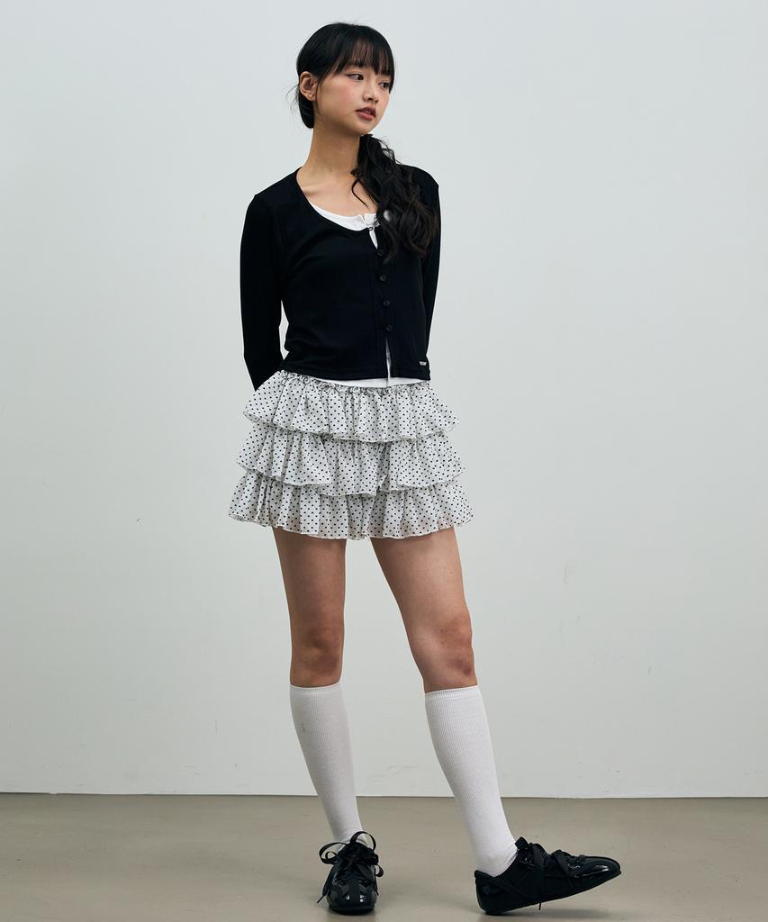 Alikim Mini Heart Cancan Skirt Pants / White