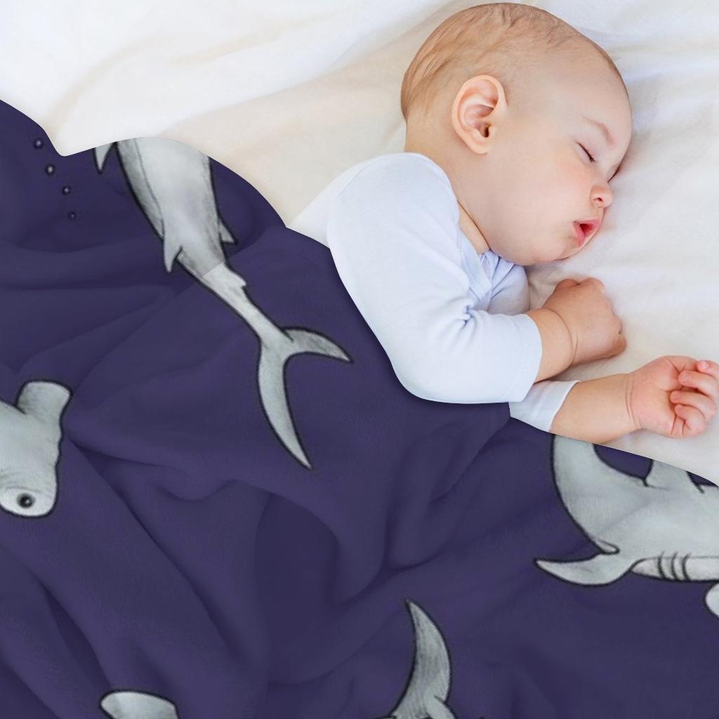 Hammerhead Sharks Blue Throw Blanket Valentine Gift Ideas Cute Plaid for Winter Sofa Quilt Blankets