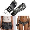PU Leather Waist Belt with Studded Rivets Adjustable Waist Strap for Casual Outfits Gothic Punk Fashion Accessory