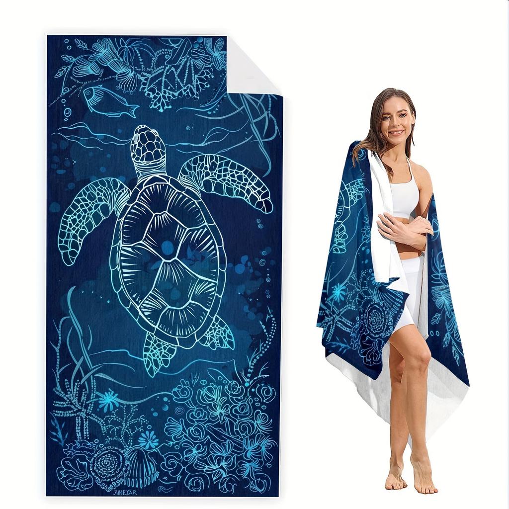 1pc Sea Turtle Ocean Beach Towel 2D Oversized Quick Dry Sand Free Towel for Beach Pool Swimming Travel Soft Absorbent Towel Gift