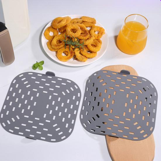 Air Fryer Liner Silicone Baking Pad Square Heat Resistant Air Fryer Accessories Replacement Crisper Plate Non-Stick Air Fryer Grill Pan