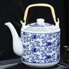 Blue & White Large Capacity Ceramic Teapot - High Temp Resistant, Retro Style, Single Large Size, Ideal for Water Brewing.