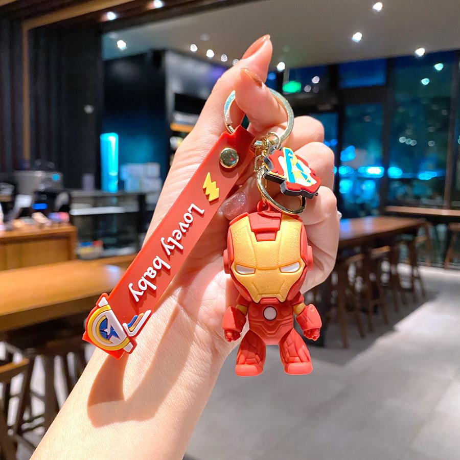 Cartoon Q Version Of Marvel Keychain Creative Male Spider-Man Captain America Figure Doll Car Bag Small Gift Single pack