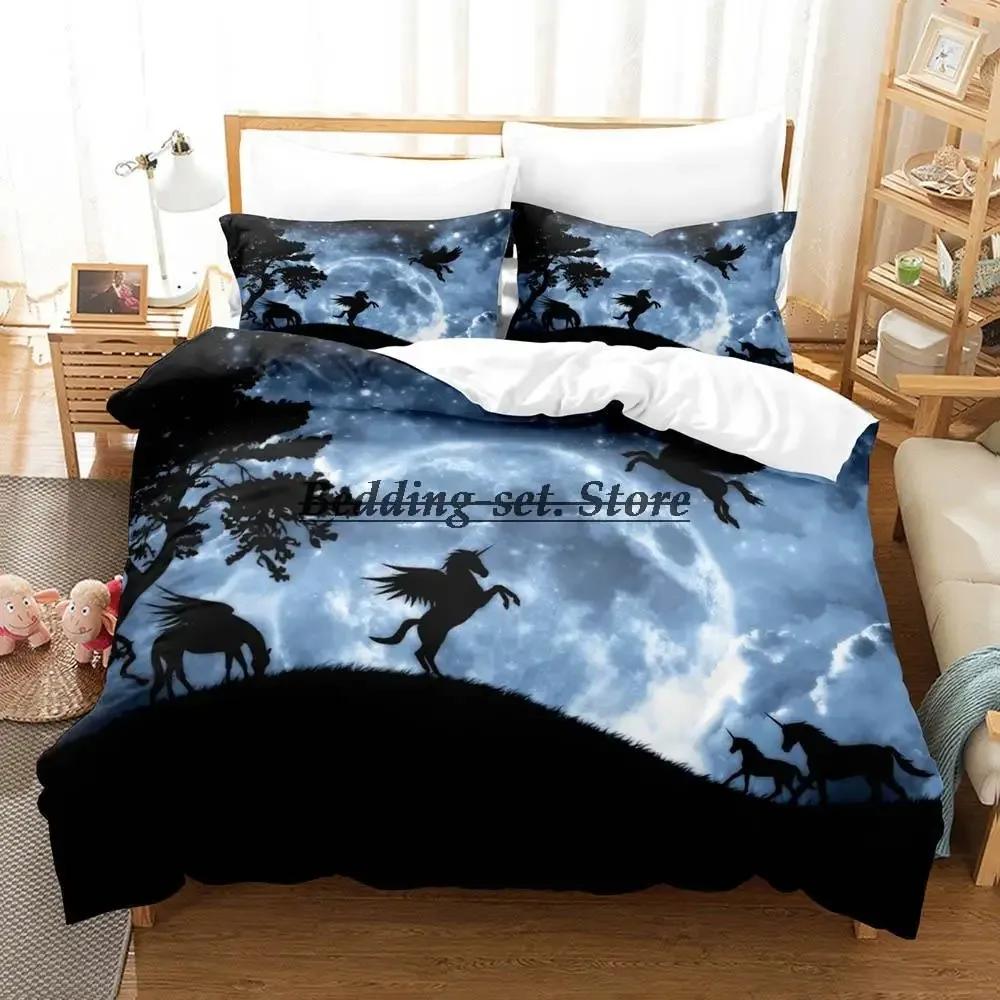 Regenbogen Pferd Einzelhorn Bettwäsche Set Einzel Twin Full Queen King Size Bett Set Aldult Kid Schlafzimmer Duvetcover Sets Bettlaken Set