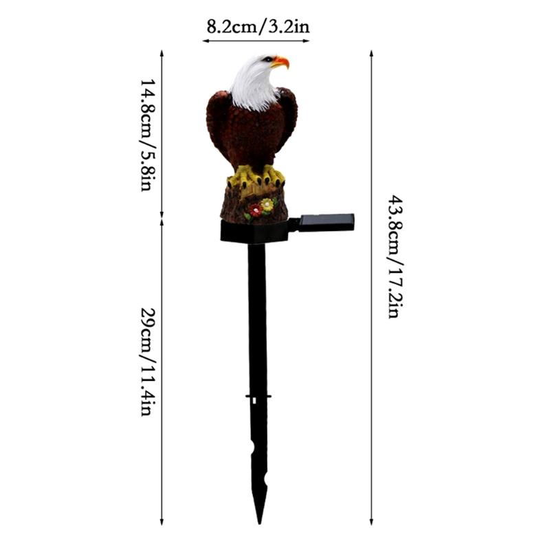 Solar Eagle Resin Statue Outdoor Garden Stake Lights Bald Eagle Sculpture Animal Stump Lamp for Lawn Pathway Decoration