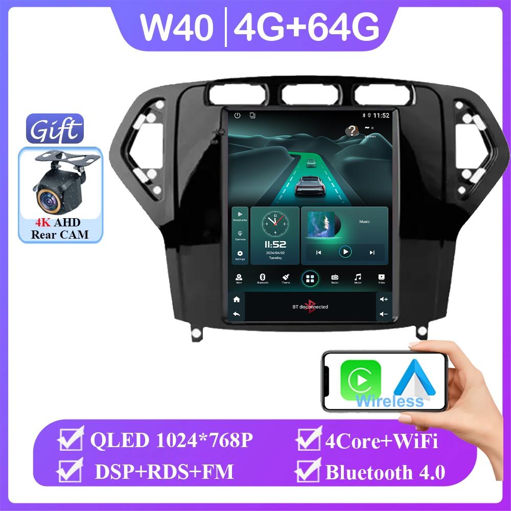 Carplay Pionowy Model Bezprzewodowy Android Auto Dla Forda Mondeo 2007-2010 Radio Samochodowe 9,7 cala Radio 8-rdzeniowe FM AM Multimedia