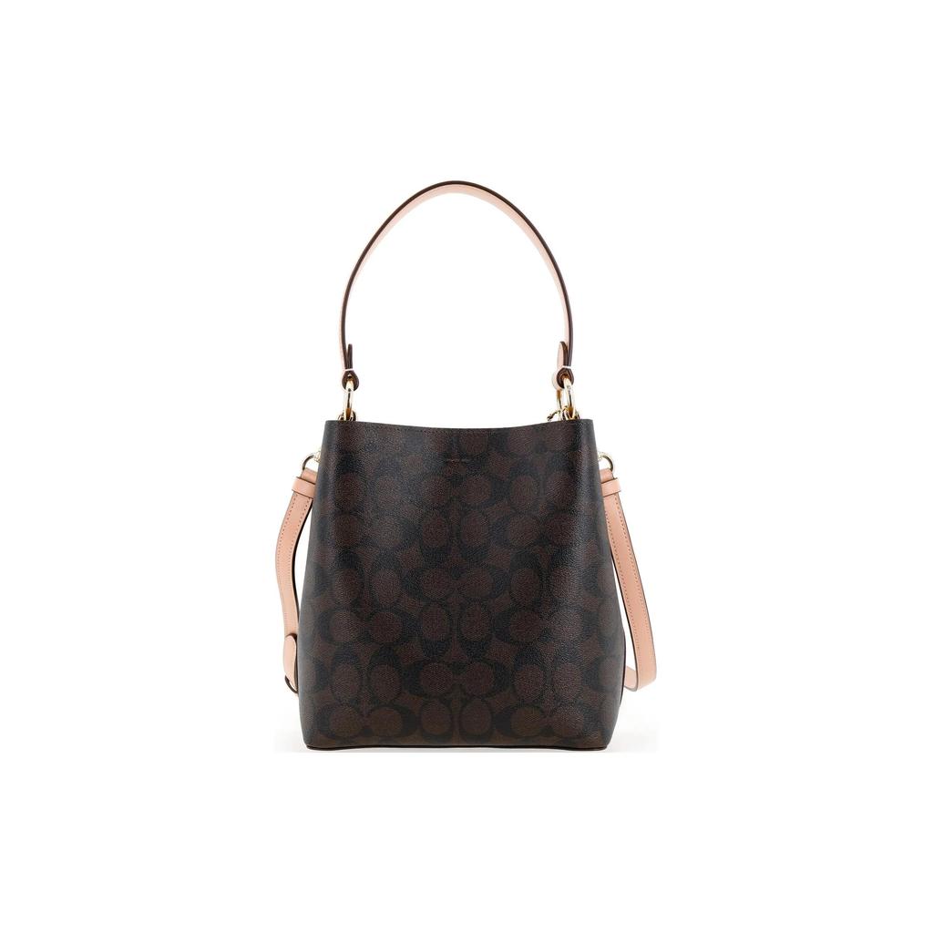 Coach Town PVC Leather Bucket Bag Handbag Small Women's Brown (Unisex) Handbags 2312 IMTL9