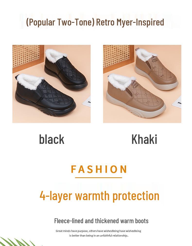 2024 Winter Women's Waterproof Cotton Boots: Thick-Soled, Casual, Warm, Plus Velvet, Comfortable Snow Shoes