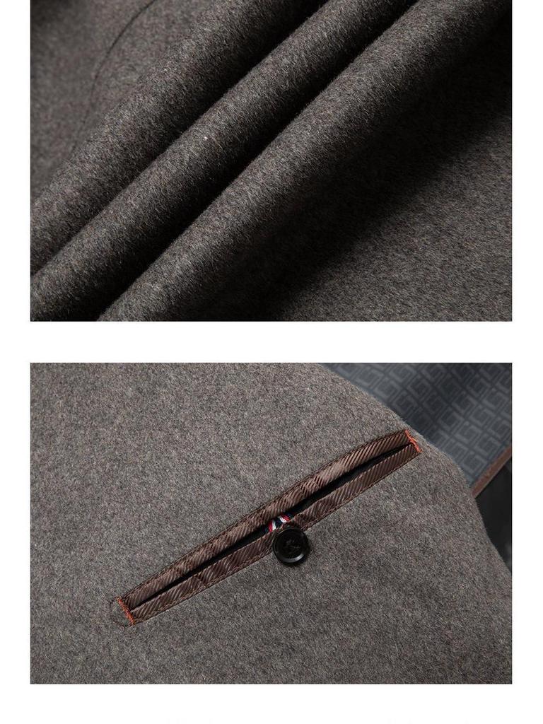 Men's Light Luxury Double-Sided Wool Coat - Short Lapel Autumn/Winter Jacket for Business Casual Wear