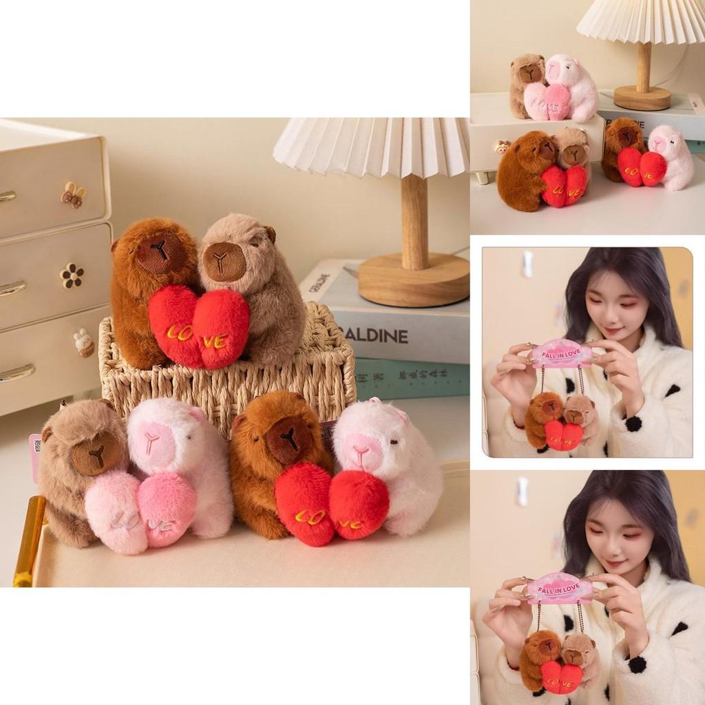 Cute Capybara Plush Keychain Heartfelt Design Soft Pp Cotton Gift For Friends And Lovers