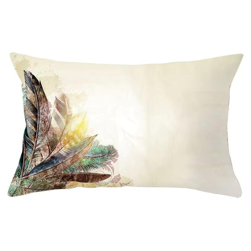 30X50cm Feather Pattern Printed Decorative Cushion Bedroom Living Room Backrest Home Rectangular Pillowcase