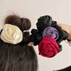 2023 Retro Schleife Elastisches Haarband mit Rosenblüten-Lederbezug - Damen Haaraccessoire
