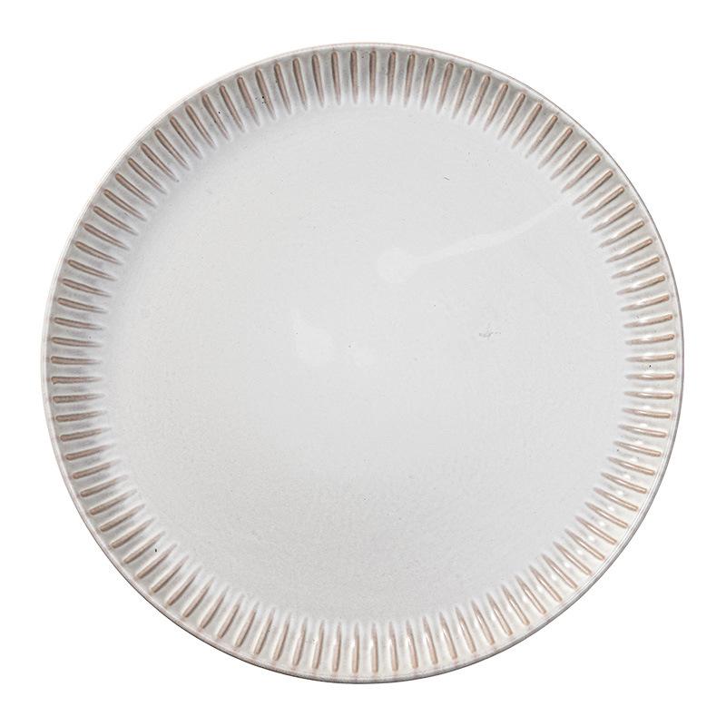 Plate Simple Wind Relief Edge Ceramic Plate Large Plate Household Restaurant Tableware Round Plate Vegetable Plate Steak Plate
