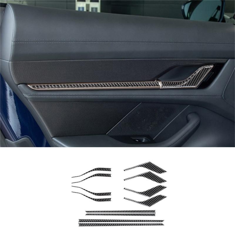 Black Car Interior Decoration Protection Carbon Fiber Sticker For Porsche Taycan 2019-2025 Auto Styling Accessories