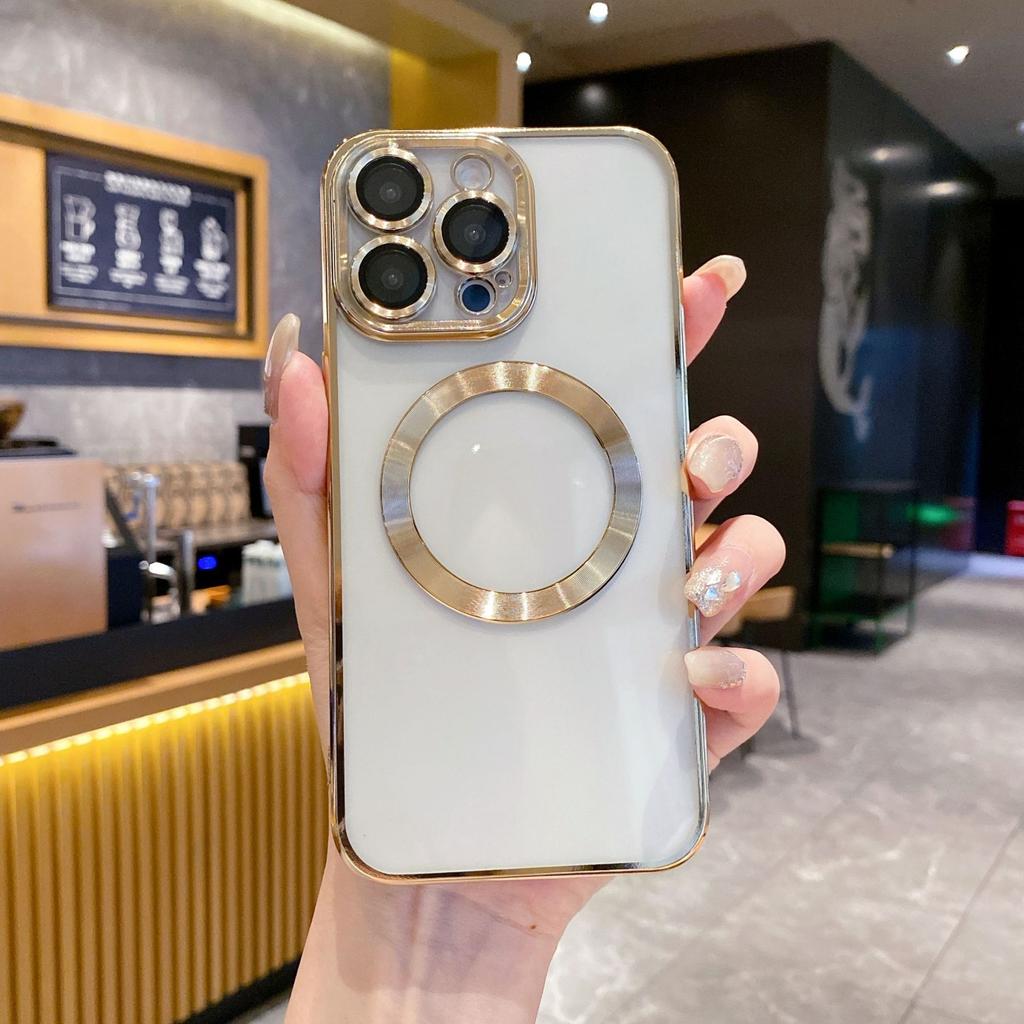 IPhone16ProMax Electroplated Magnetic CD Pattern Suitable for Apple 15 Mobile Phone Case 13/14 with Lens Film E