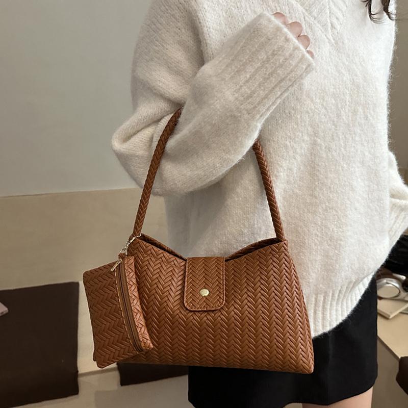 Yogodlns Herbst/Winter Neues Strickmuster Handtasche Retro Eimer Unterarm Hobo Tasche Damen Einzelne Schultertasche